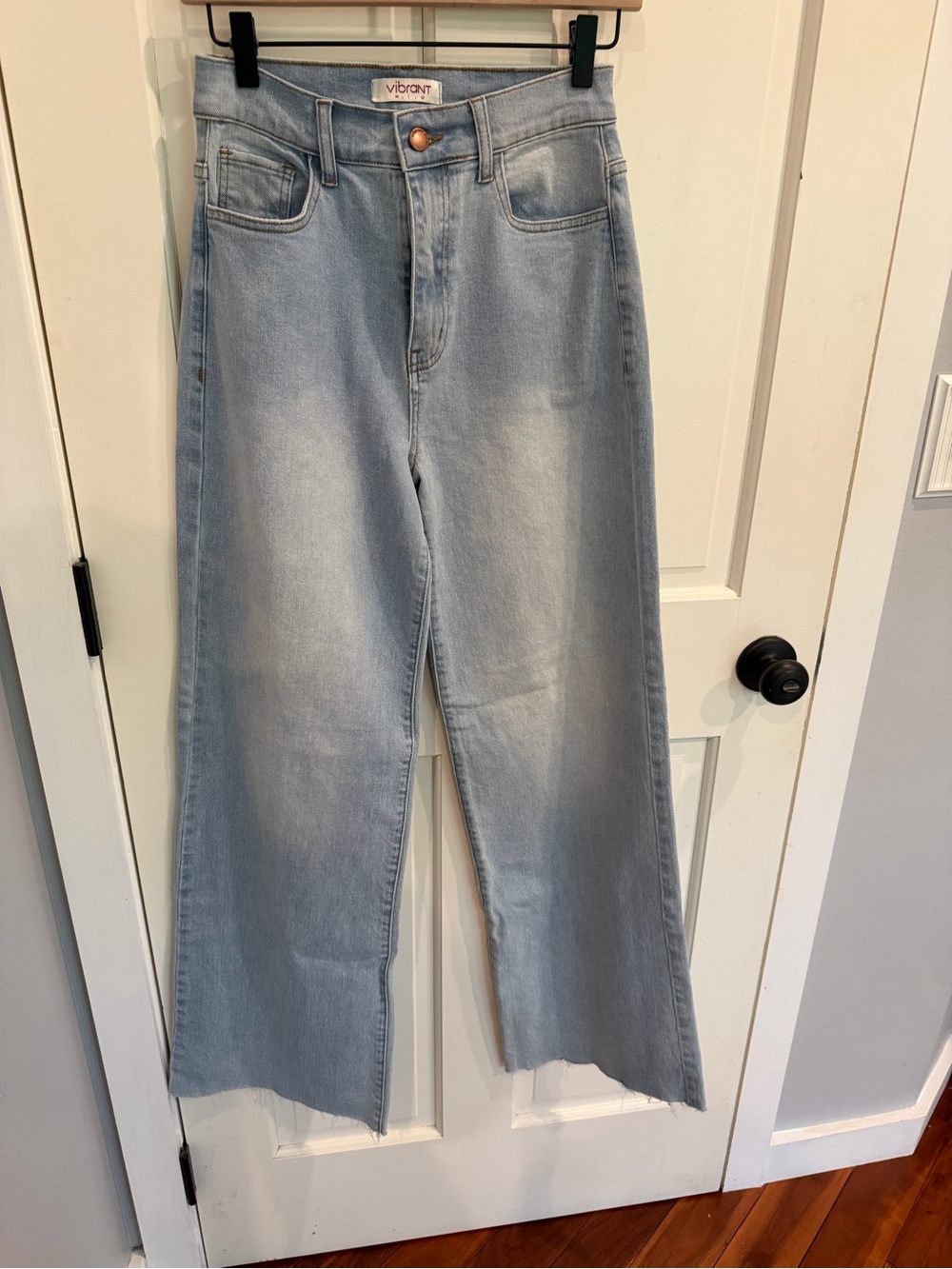 Vibrant Light Wash High-Rise Wide-Leg Jeans
